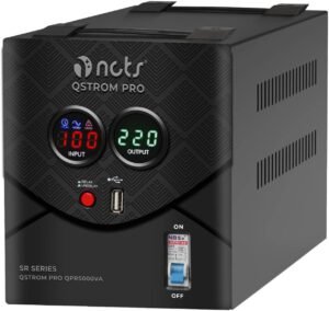 NCTS QSTROM PRO QPR5000VA (5000VA/4000W) Automatic Voltage Regulator High Performance Automatic Stabilizer, Protection System, Meter LED Display, USB Port, CPU Controlled