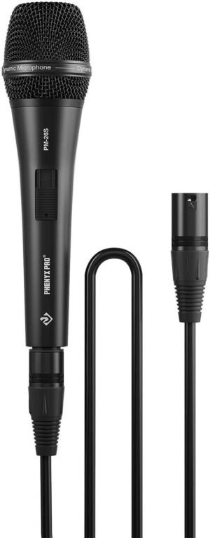 Phenyx Pro PM-26S Wired Dynamic Supercardioid Vocal Microphone, -50dB Sensitivity & Low 580 Impedance, EQ Curve, XLR Output, ON/OFF Switch, 5 Meter Cable Length, Black