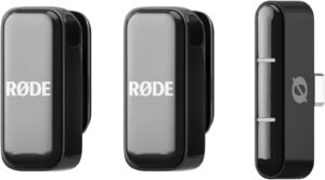 Rode Wireless Micro Ultra Compact Wireless Microphone System, Dual Clip On Mics, USB C Receiver, GainAssist Tech, 21 h Battery with Charging Case, Splashproof Design, Plug and Play, Black
