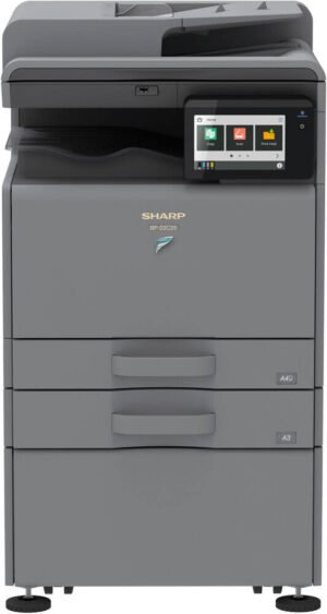 SHARP BP-22C25 Multifunctional Printer, Tiltable 7" Touch Control Panel, 25ppm Print Speed, Std 350 Max 1850 Sheets, Reversing Single Pass Feeder, Network, Print/Scan, Duplex, Gray