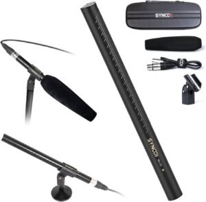 SYNCO D2 XLR Shotgun Microphone, Hypercardioid Condenser Mic for Camcorder, DSLR, Audio & Video Recording, Professional Directional Mic with XLR Output
