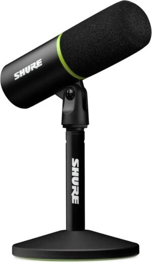 Shure MV6 USB Gaming Microphone, Auto Level Mode, Digital Popper Stopper, Real-time Denoiser, USB-C, 3.5mm Monitoring, Multi-Channel Mixer, Professional Sound, Black