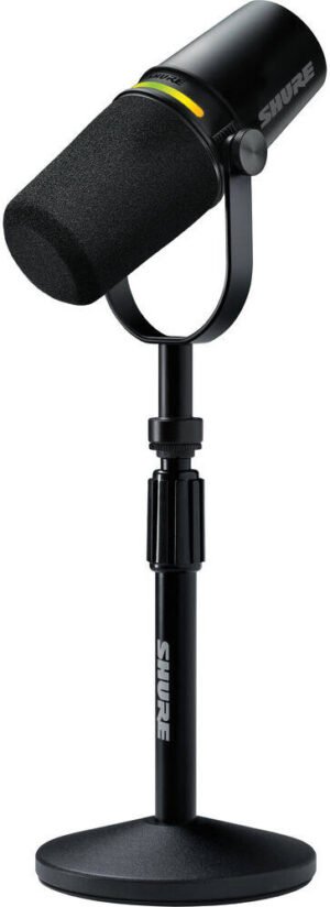 Shure MV7+ Podcast Microphone Bundle, LED Touch Panel, USB-C & XLR Outputs, Auto Level Mode, Digital Pop Filter, Reverb Effects, Podcasting, Streaming, Recording, Black