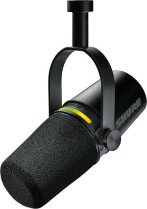 Shure MV7+ Podcast Microphone, Enhanced Audio, LED Touch Panel, USB-C & XLR Outputs, Auto Level Mode, Digital Pop Filter, Reverb Effects, Podcasting, Streaming, Recording, Black