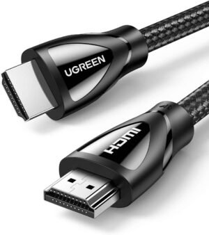 UGREEN 8K HDMI 2.1 Ultra High Speed Cable, Supports 4K@240Hz and 8K@60Hz, 48Gbps Bandwidth, Male-Male with Braided, Support 3D And Lip Sync, 48 Gbps, Nickel Plated, 2 Meter Length, Black