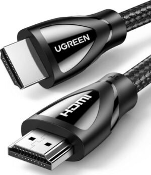 UGREEN 8K HDMI 2.1 Ultra High Speed Cable, Supports 4K@240Hz and 8K@60Hz, 48Gbps Bandwidth, Male-Male with Braided, Support 3D And Lip Sync, 48 Gbps, Nickle Plated, 3 Meter Length, Black