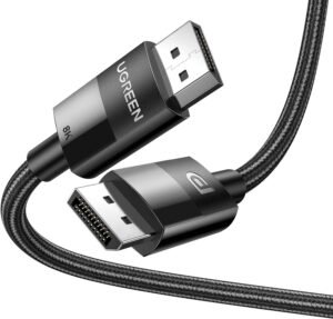 UGREEN Display Port to Display Port, 8k 7680x4320 @ 60Hz Resolution, 32.4Gbps Bandwidth Transmission, G-Sync/FreeSync Support, Nylon Braided Cable SPCC Shell, 3 Meters Cable Length, Black