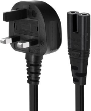 UXWEN Figure 8 Power Cord - 2 Pin IEC C7 Universal UK Plug Power Cable for PS4 PS5 Xbox Samsung LG Philips Toshiba Sony Sharp Panasonic HP LED Flat TV UK Wall Cable 3M