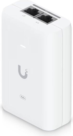 Ubiquiti 2.5G PoE+ Adapter (30W), Compact 48V DC 0.65A Multi-Gigabit Power Injector for UniFi Devices, Surge Protection (1500A 8/20 s), RJ45 Shielded Data In/PoE Out Ports, White
