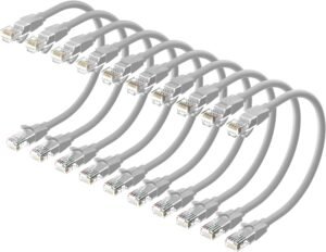 Vention Cat 6 UTP Round Patch Cable, 1000Mbps Maximum Speed, PVC Enclosure, 0.1 Meter Length, 10 Pack, Gray